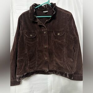 J. Jill brown corduroy jacket with velvet trim women’s size XL